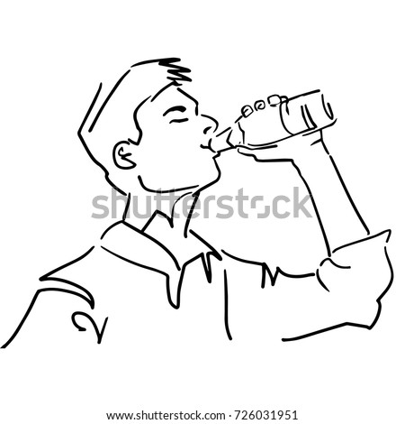 Man Drinking Water Bottle Black White Stock Vector 726031951 - Shutterstock