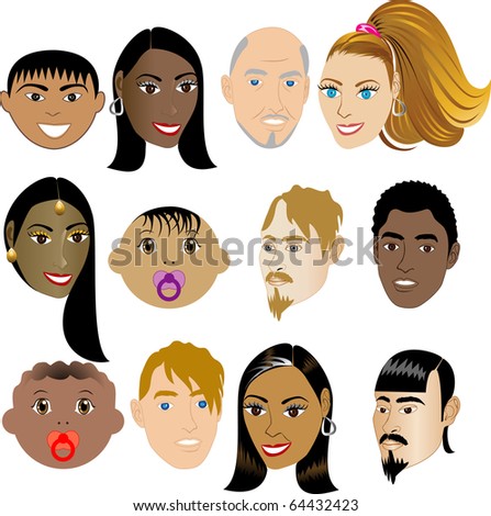 Cute Cartoon Faces Clip Art Vector Stock Vector 115118602 - Shutterstock