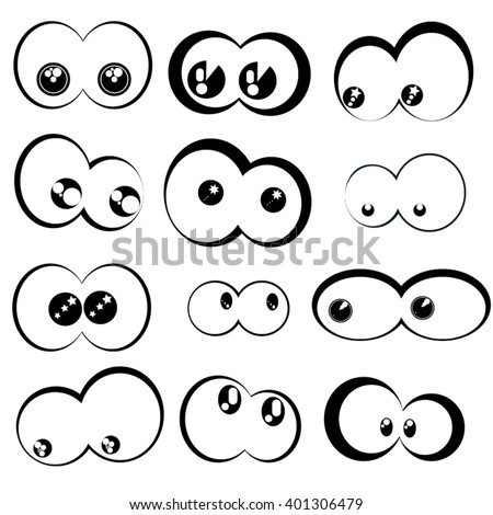 Set Cartoon Eyes On White Background Stock Vector 60103969 - Shutterstock