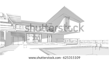 House Design Progress Architecture Drawing Visualization Stock ...