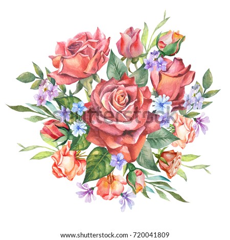 Vintage Rose Bouquet Illustration Circa 1881 Stock Photo 1070390 ...