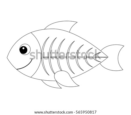 Colorless Cartoon Xray Fish Coloring Page Stock Vector 565950817