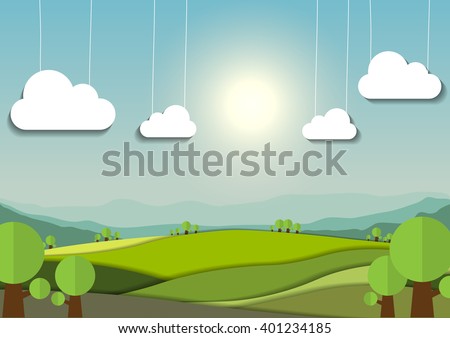 nature landscape background, cuted paper design