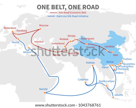 One Belt One Road Chinese Modern Stock Vector 1043768761 - Shutterstock