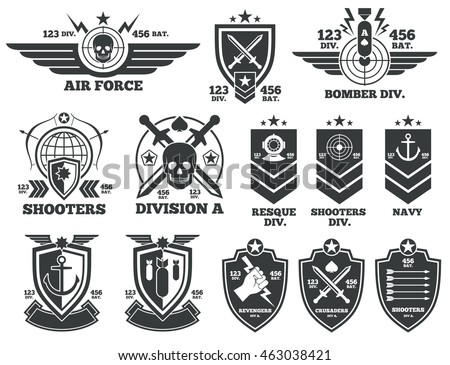 Vintage military vector labels and patches
