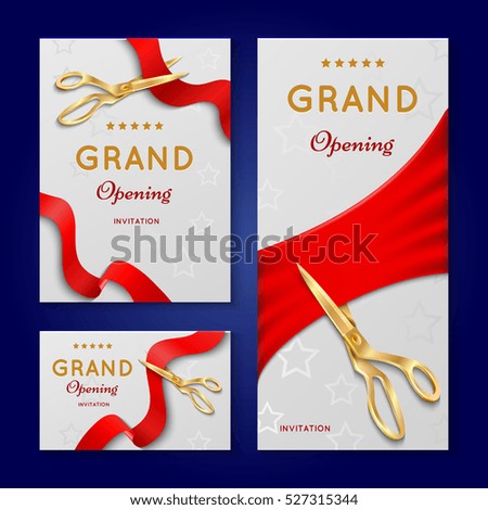 Ribbon Cutting Scissors Grand Opening Ceremony Stock Vector 527315344 Shutterstock Opening Ceremony Invitation Card Template