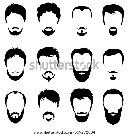 Design Men Vector Silhouette Shapes Haircuts Stock Vector 