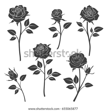 rose buds vector silhouettes flowers design stock vector rose buds vector silhouettes flowers design stock vector