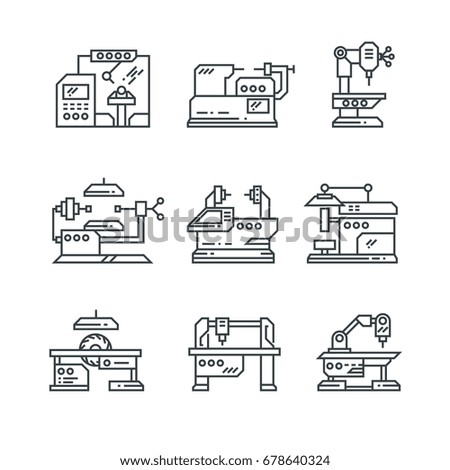 Industrial Machines Vector Line Icons Factory Stock Vector 678640324 ...