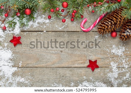 Christmas Fir Tree On Wooden Background Stock Photo 159180416 ...