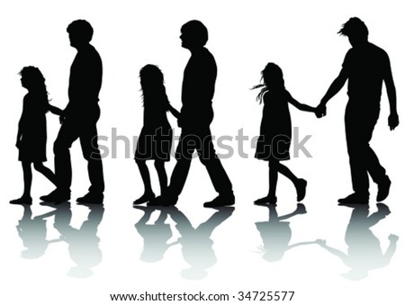 Download Vector Image Father Daughter Walk Silhouette Stock Vector ...