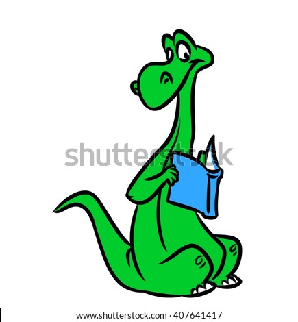 Dinosaur Book Reading Cartoon Illustration Stock Illustration 407641417 ...
