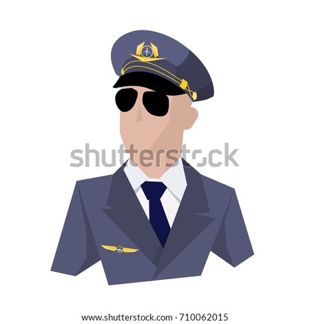 the pilot of the aircraft pilot in blue cap and glasses