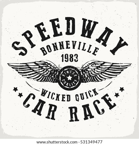 Speedway car race print in black and white for t shirt or apparel retro Speedway car race print in black and white for t shirt or apparel retro