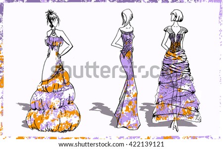 Mannequin Long Dress Fashion Illustration Stock Vector 260863274