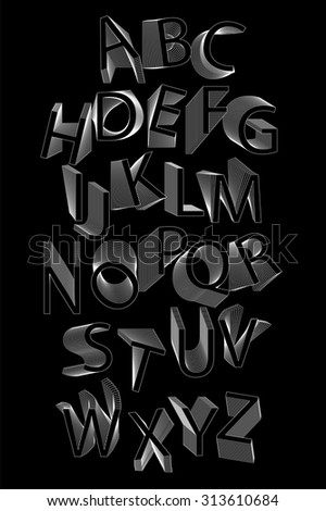 Vector 3d english roman alphabet sans serif grotesque accident font for posters invitations and Vector 3d english roman alphabet sans serif grotesque accident font for posters invitations and