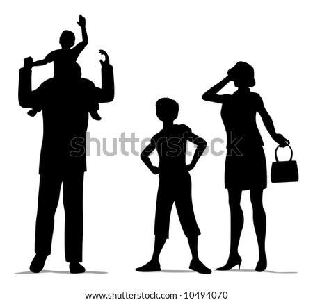 family of four silhouette vector