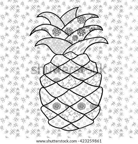 pineapple adult coloring page zentangle inspired