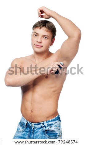 Man with perfume bottle stock photo. Image of masculine 