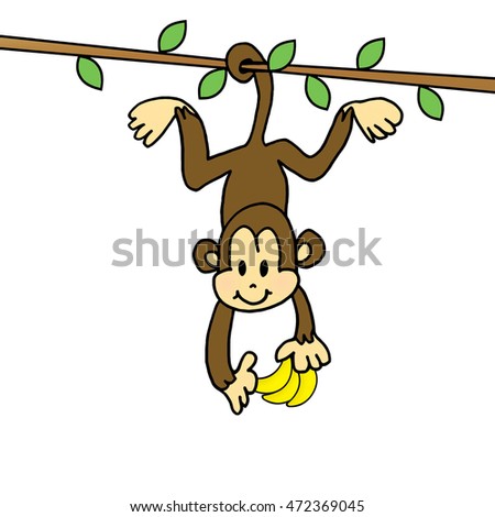 Illustration Isolated Cartoon Monkey On Tree Stock Vector 161607788 ...