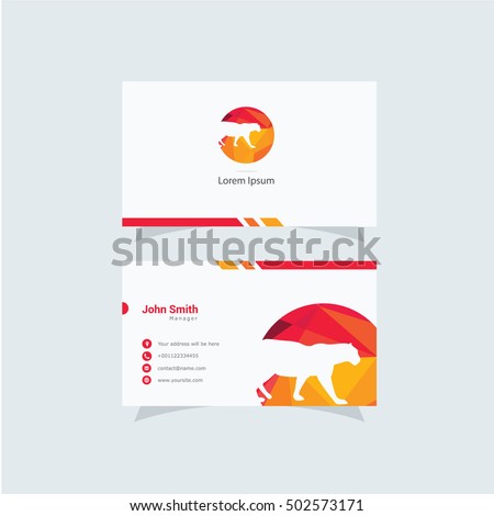 Polygonal Panther logo, low poly tiger, colorful animal vector design, animal business card.