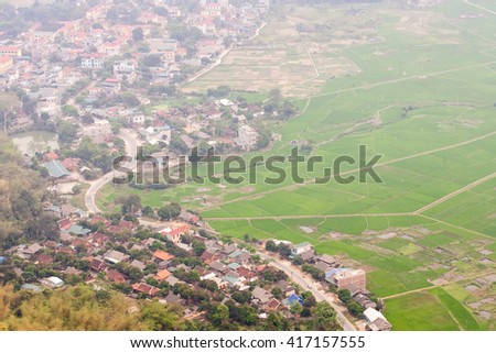HOA BINH, Vietnam, February 16, 2016 Mai Chau Town, Hoa Binh Province, Vietnam.Hoa Binh is a biggest rice stock in north Vietnam