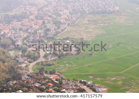 HOA BINH, Vietnam, February 16, 2016 Mai Chau Town, Hoa Binh Province, Vietnam.Hoa Binh is a biggest rice stock in north Vietnam