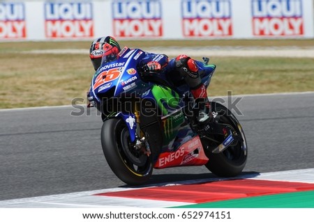 MUGELLO - ITALY, JUNE 3: Spanish Yamaha rider Maverick Vinales during the qualifying of the 2017 MotoGP OAKLEY GP of Italy at Mugello circuit on June 3, 2017 in Italy.