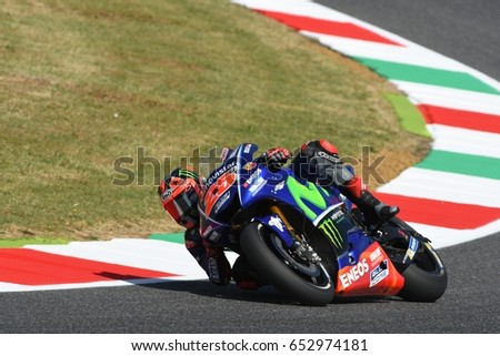 MUGELLO - ITALY, JUNE 3: Spanish Yamaha rider Maverick Vinales during the qualifying of the 2017 MotoGP OAKLEY GP of Italy at Mugello circuit on June 3, 2017 in Italy.