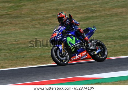 MUGELLO - ITALY, JUNE 3: Spanish Yamaha rider Maverick Vinales during the qualifying of the 2017 MotoGP OAKLEY GP of Italy at Mugello circuit on June 3, 2017 in Italy.