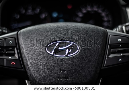 MOSCOW, RUSSIA - JUNE 25, 2017 Hyundai Creta / Hyundai ix25, interior view. Test of new Hyundai Creta / Hyundai ix25. This car is 4WD compact crossover SUV. 2.0
