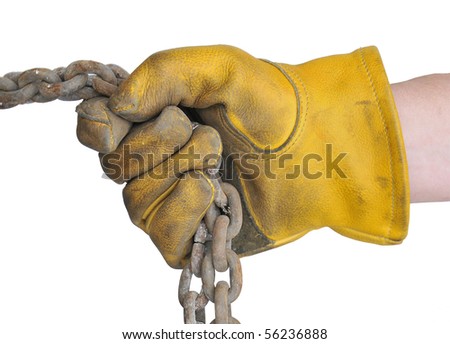 Workmans Gloved Hand Holding Chain Stock Photo (Edit Now) 56236888 ...