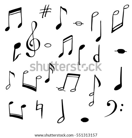 Music Notes Signs Set Hand Drawn Stock Vector 551313157 - Shutterstock