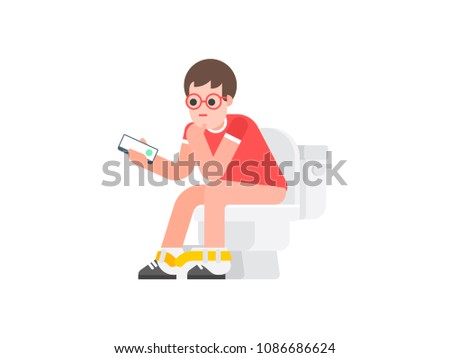 Young Man Sitting On Toilet Holding Stock Vector 1086686624 ... Young Man Sitting On Toilet Holding Stock Vector 1086686624 ...
