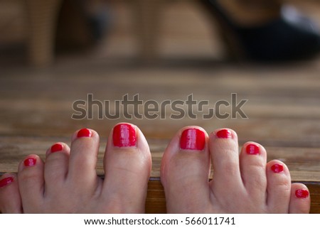 Day service for asian women Wife Giving Me A Lovely Footjob With Red Painted Toenails