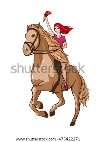 Cartoon Illustration Girl Riding Her Horse Stock Vector 24404020 ...