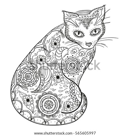 Cat Design Zentangle Hand Drawn Cat Stock Vector 565605997 - Shutterstock