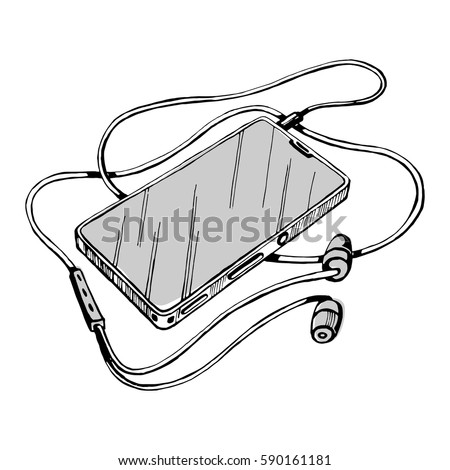 Doodle Style Headphones Sketch Vector Illustration Stock Vector