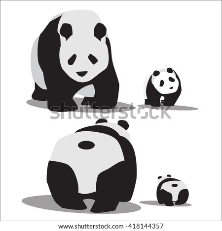 Panda Mother Baby Vector Illustration Stock Vector ...