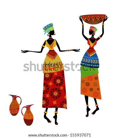 Beautiful African Woman Traditional Costume Stock Vector 155937071 ...