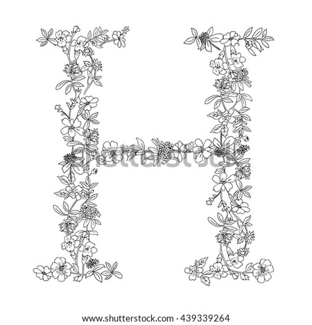 Elegant Black White Floral English Typography Stock Vector