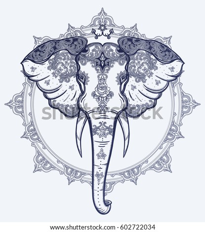 Decorative Vector Elephant Beautiful Ornaments Ideal Stock ...