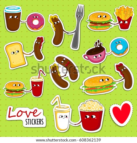 Set Cute Food Doodles Sketches Pizza Stock Vector 