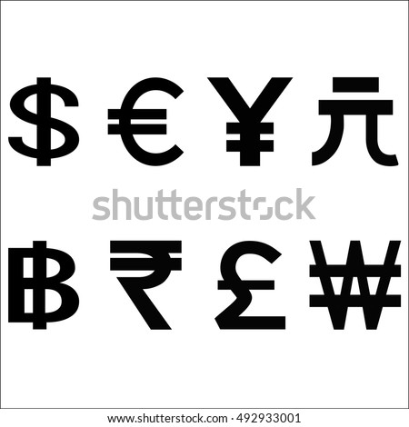 Symbols World Currencies Set 30 Black Stock Vector 296235794 - Shutterstock