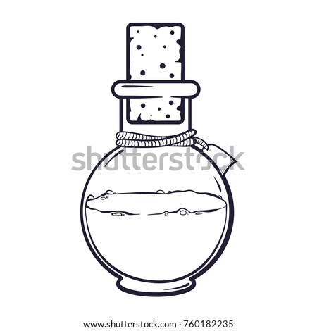 Empty Glass Bottle Wooden Cork Cartoon Stock Vector 138527936 ...