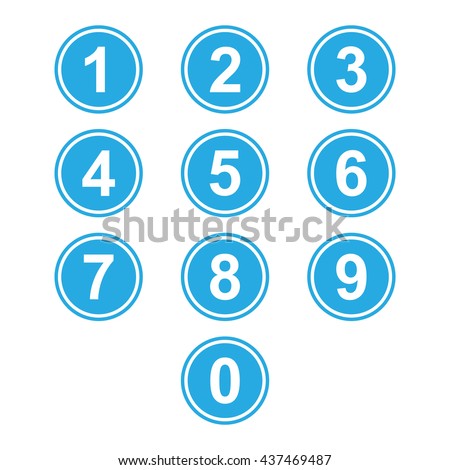 Number Icons Flat Blue Stock Vector 437469487 - Shutterstock