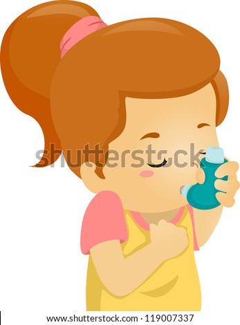 Illustration Asthmatic Girl Using Inhaler Stock Vector 119007337 ...