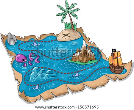 Treasure Map Vector Stock Vector 53679178 - Shutterstock