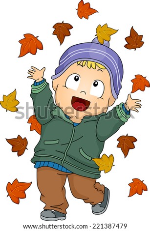 Illustration Stick Kids Playing Autumn Leaves Stock Vector 89118709 ...