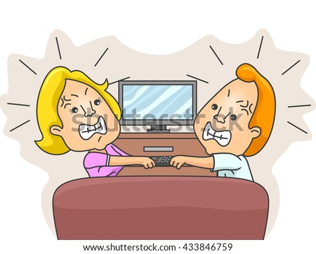 Image result for TV remote fights between husband wife animated